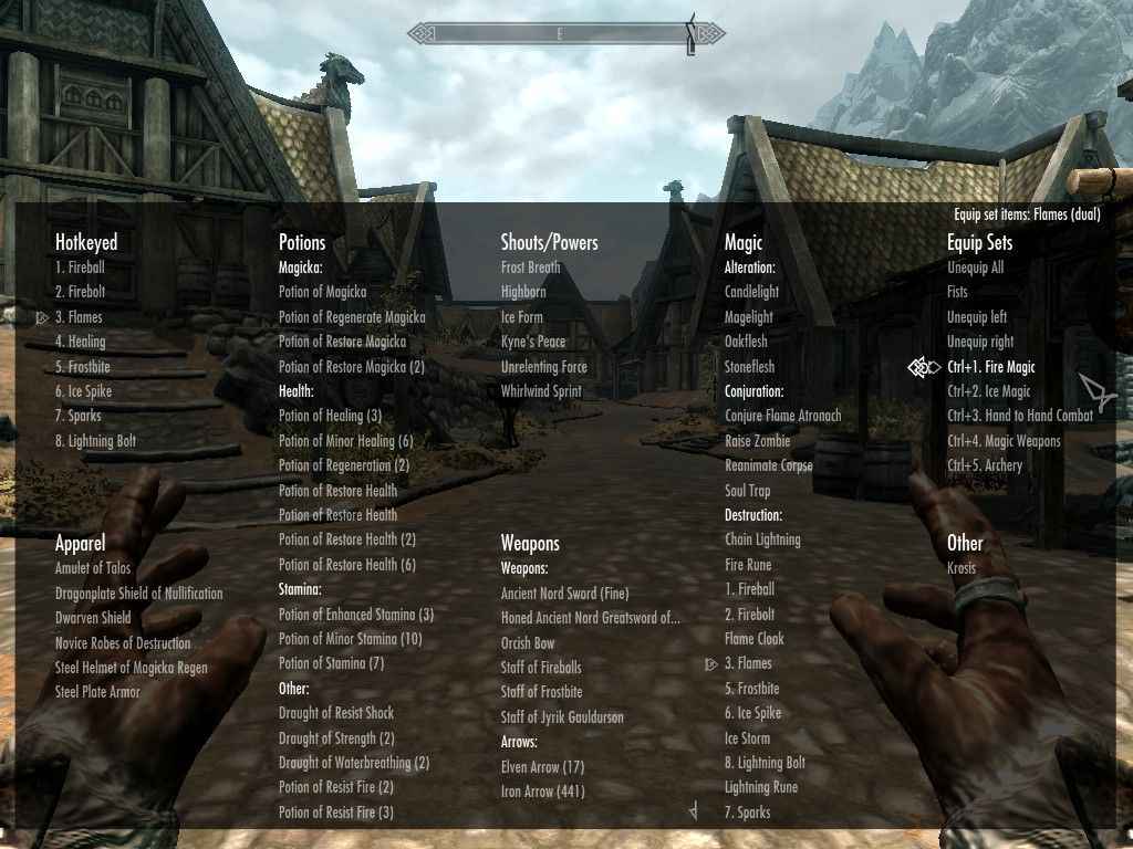 Skyrim  Categorized Favorites Menu.    .