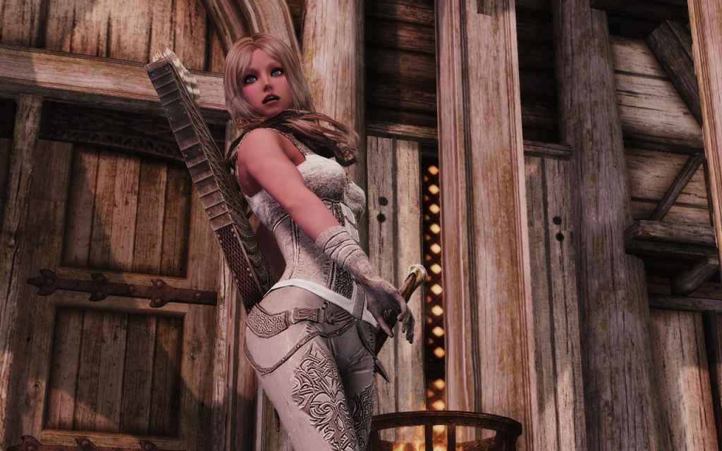 Skyrim  White Demon Hunter Armor UNP RETEXTURE