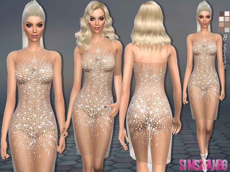  Sims 4   - (Mini transparent dress)