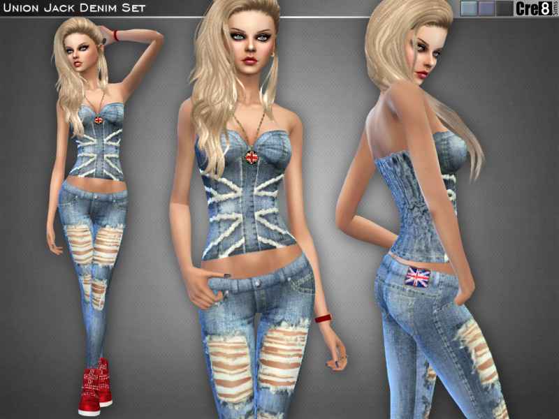  Sims 4     (Union Jack Denim Set)