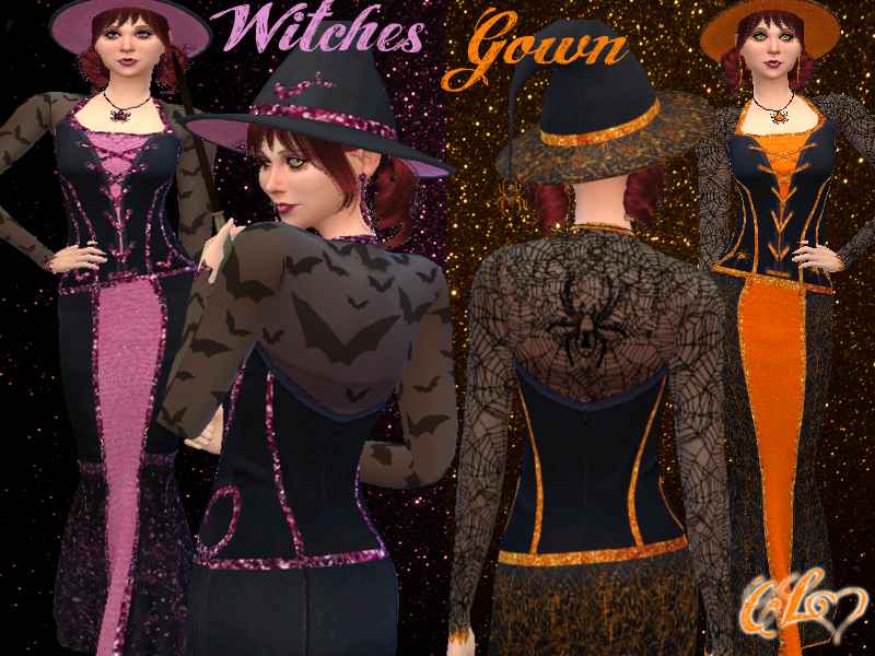  Sims 4    (Sparkling Witches Gown)